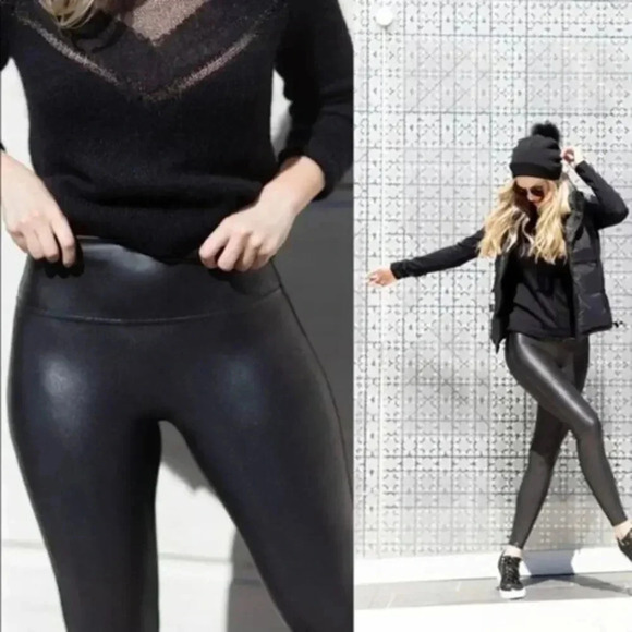 Spanx Faux Leather Leggings Small Petite B1126 - Picture 1 of 7